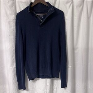 American Eagle 1/4 Zip Sweater Men M Faded Blue Athletic Fit Henley Y2K Style EC